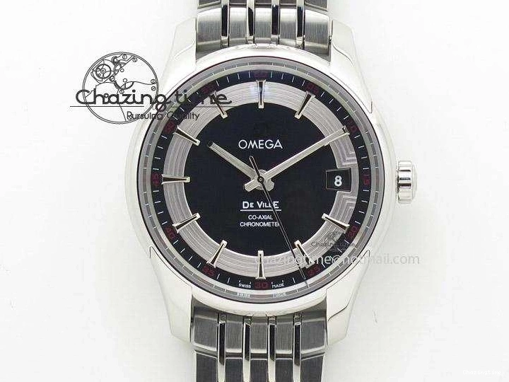 0823 De Ville Hour Vision Co-Axial 41mm SS V6F Best Edition Black Dial On SS Bracelet A BestValue 8277